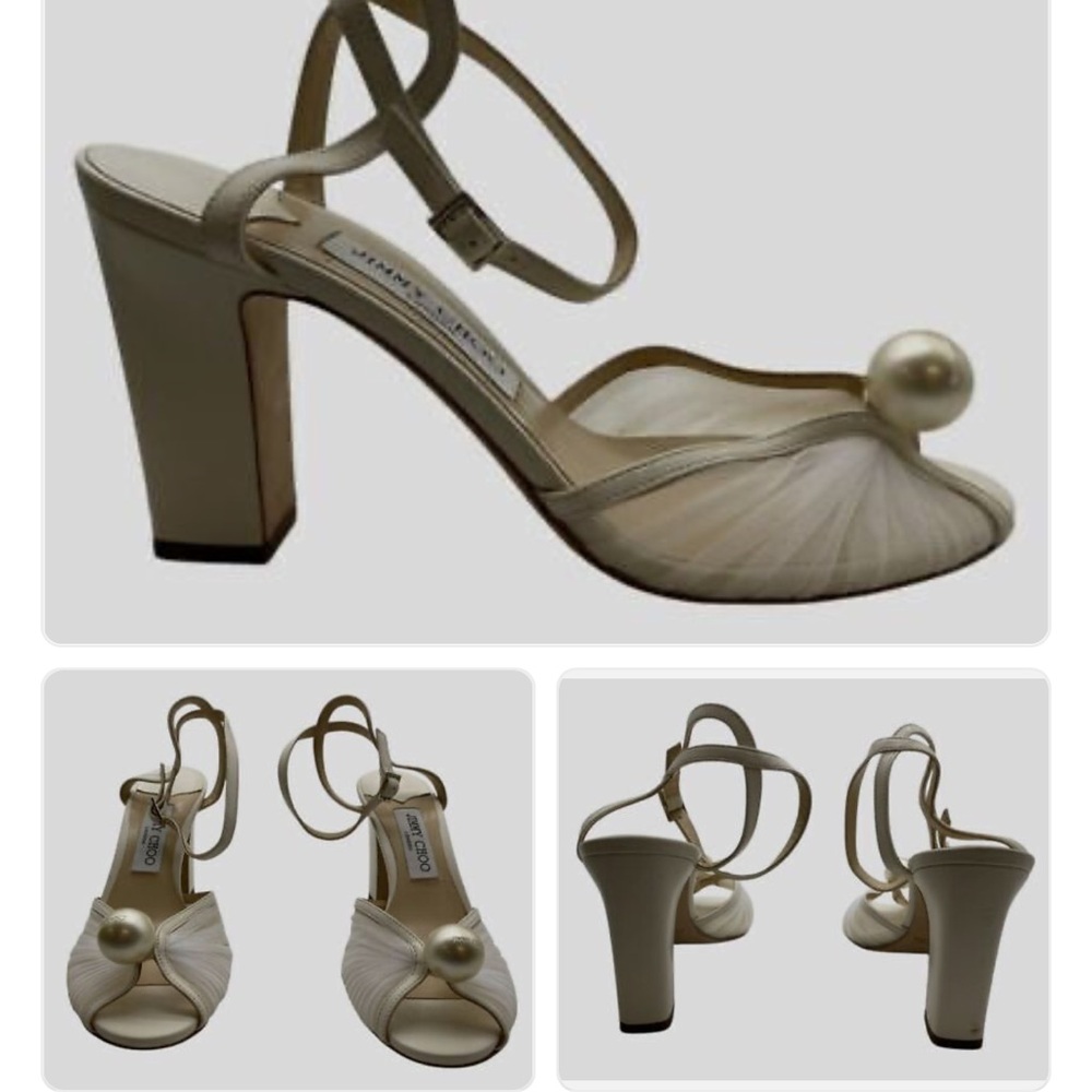 Jimmy Choo Cream Sandals with Pearl Detail